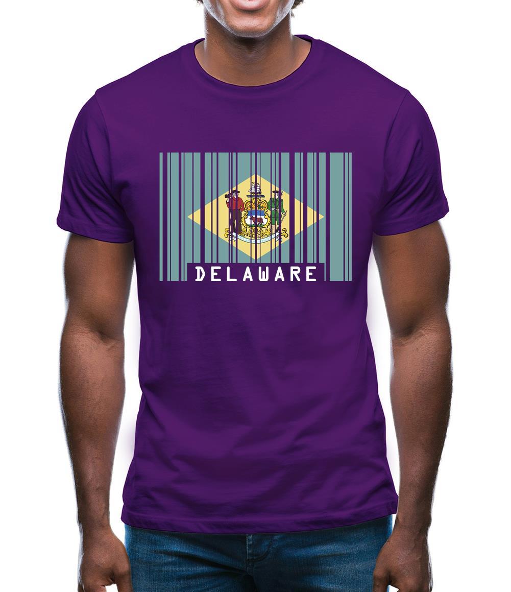 Delaware Barcode Style Flag Mens T-Shirt Delaware Barcode Style Flag Mens T-Shirt