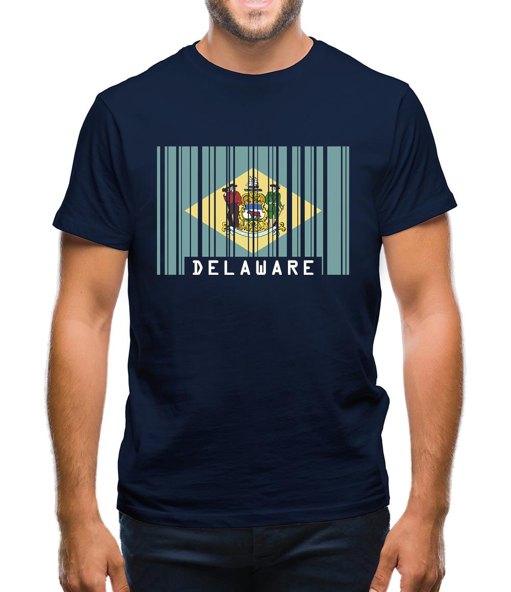 Delaware Barcode Style Flag Mens T-Shirt Delaware Barcode Style Flag Mens T-Shirt