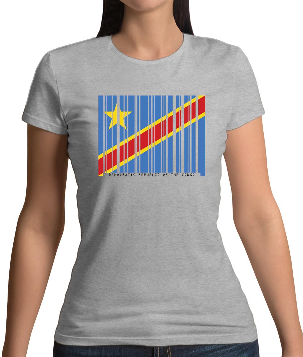 Democratic Republic Of The Congo Barcode Style Flag Womens T-Shirt Democratic Republic Of The Congo Barcode Style Flag Womens T-Shirt