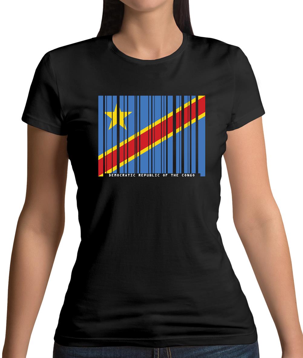 Democratic Republic Of The Congo Barcode Style Flag Womens T-Shirt Democratic Republic Of The Congo Barcode Style Flag Womens T-Shirt