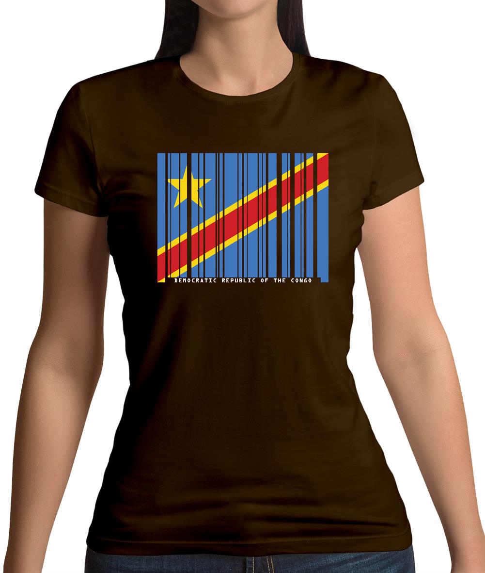 Democratic Republic Of The Congo Barcode Style Flag Womens T-Shirt Democratic Republic Of The Congo Barcode Style Flag Womens T-Shirt