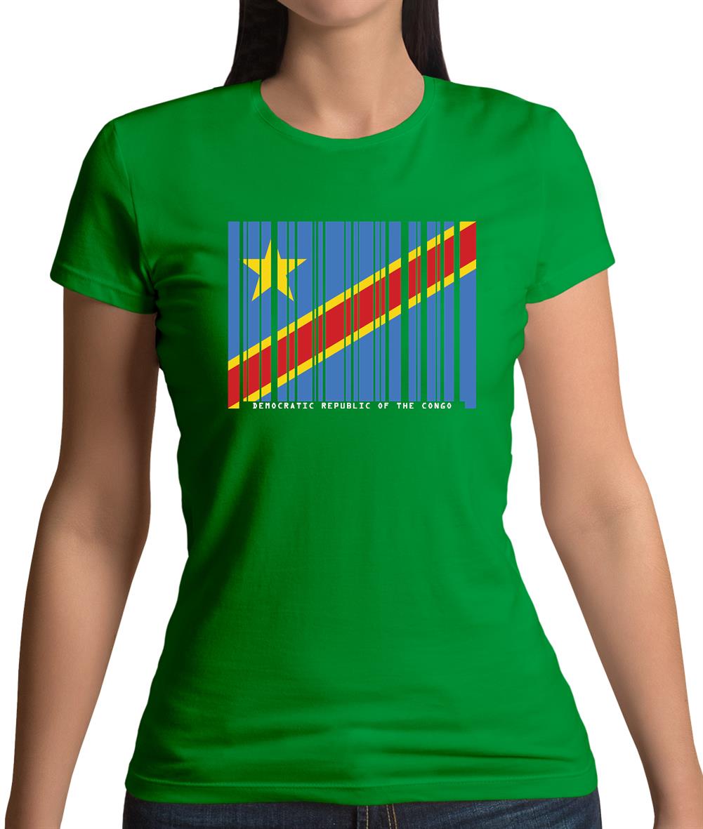 Democratic Republic Of The Congo Barcode Style Flag Womens T-Shirt Democratic Republic Of The Congo Barcode Style Flag Womens T-Shirt