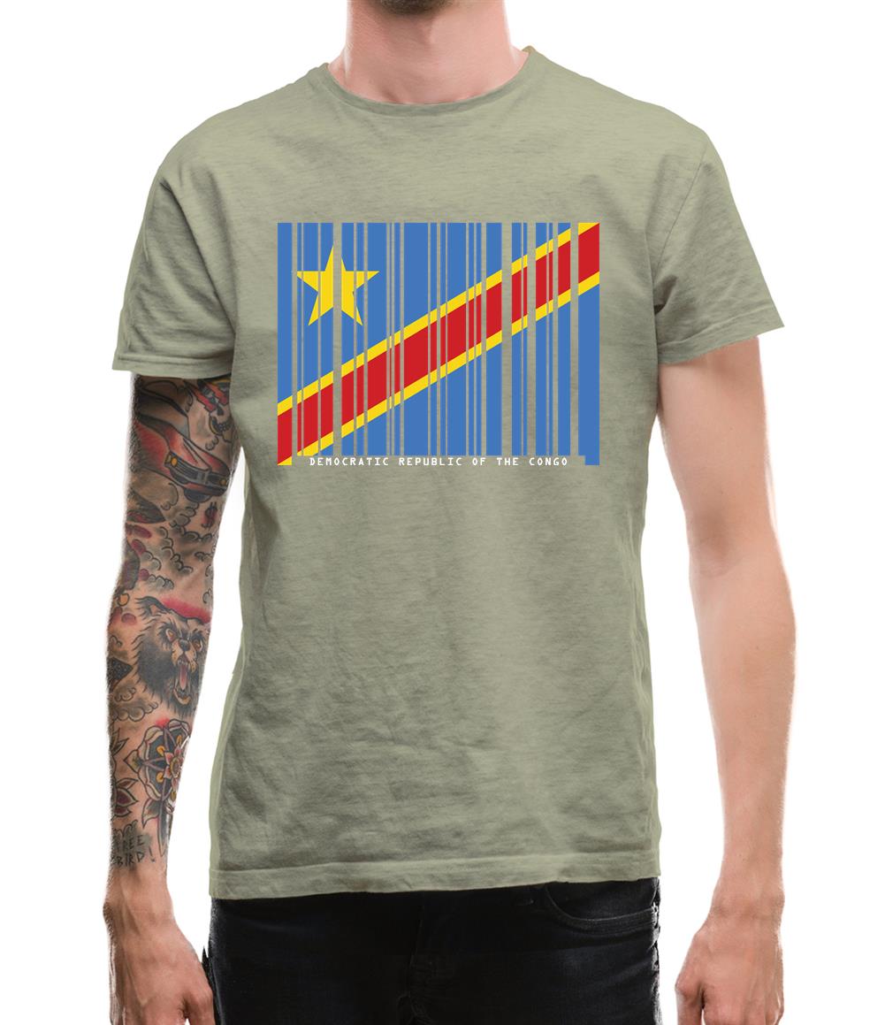 Democratic Republic Of The Congo Barcode Style Flag Mens T-Shirt Democratic Republic Of The Congo Barcode Style Flag Mens T-Shirt