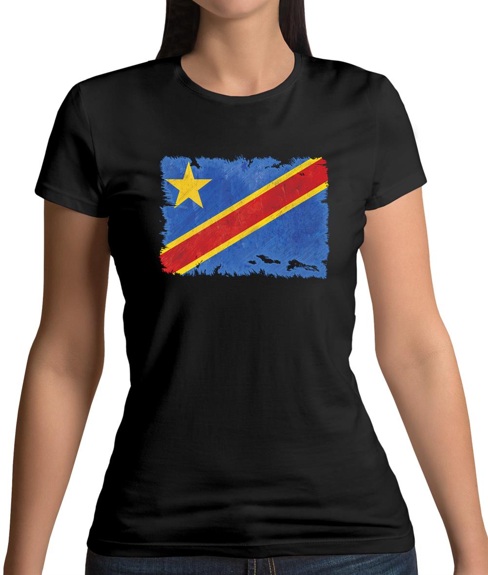 Democratic Republic Of The Congo Grunge Style Flag Womens T-Shirt Democratic Republic Of The Congo Grunge Style Flag Womens T-Shirt
