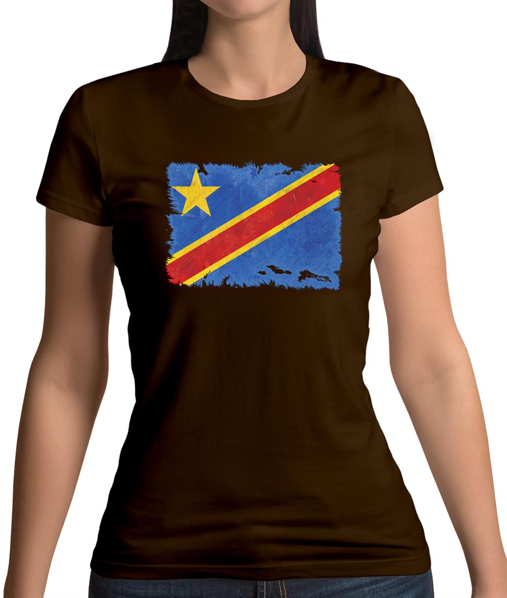 Democratic Republic Of The Congo Grunge Style Flag Womens T-Shirt Democratic Republic Of The Congo Grunge Style Flag Womens T-Shirt