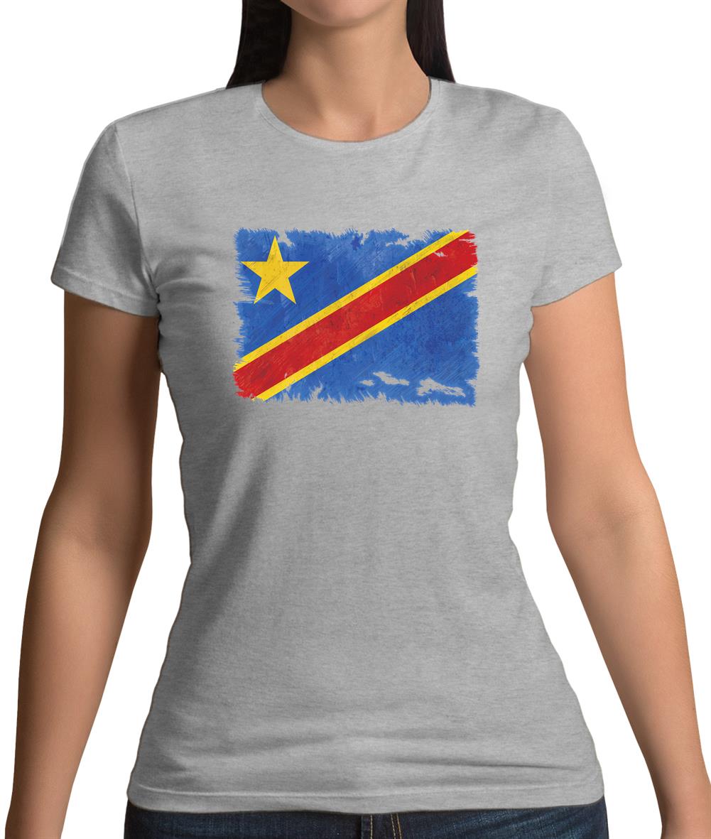 Democratic Republic Of The Congo Grunge Style Flag Womens T-Shirt Democratic Republic Of The Congo Grunge Style Flag Womens T-Shirt