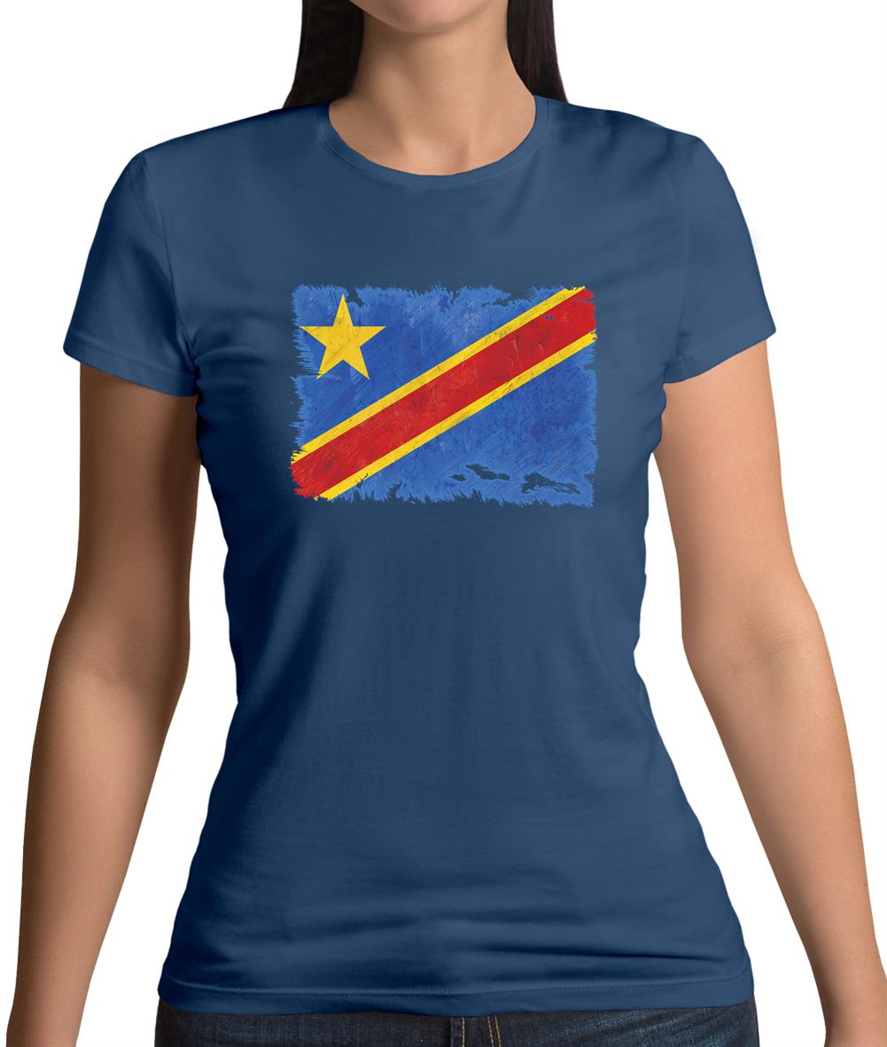Democratic Republic Of The Congo Grunge Style Flag Womens T-Shirt Democratic Republic Of The Congo Grunge Style Flag Womens T-Shirt