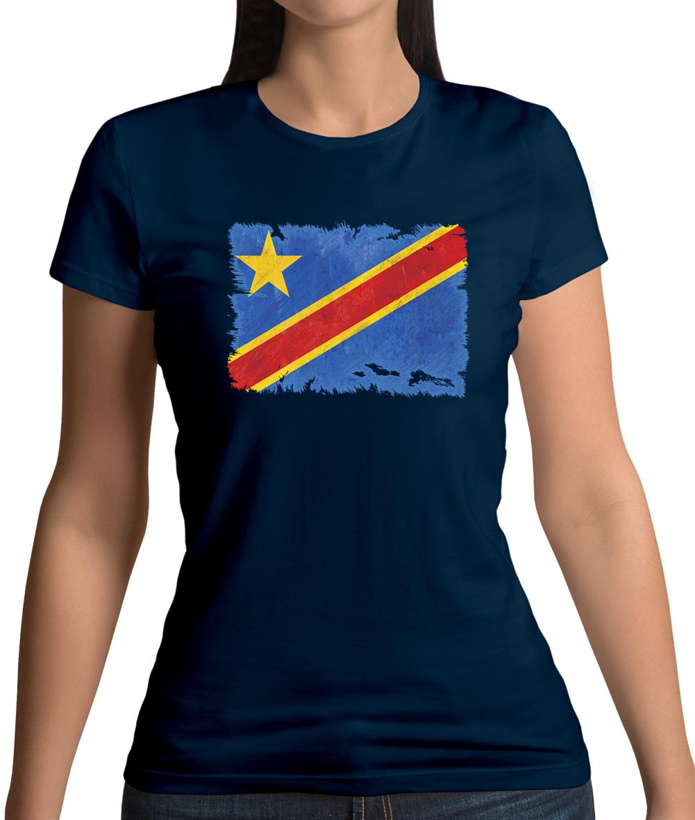 Democratic Republic Of The Congo Grunge Style Flag Womens T-Shirt Democratic Republic Of The Congo Grunge Style Flag Womens T-Shirt