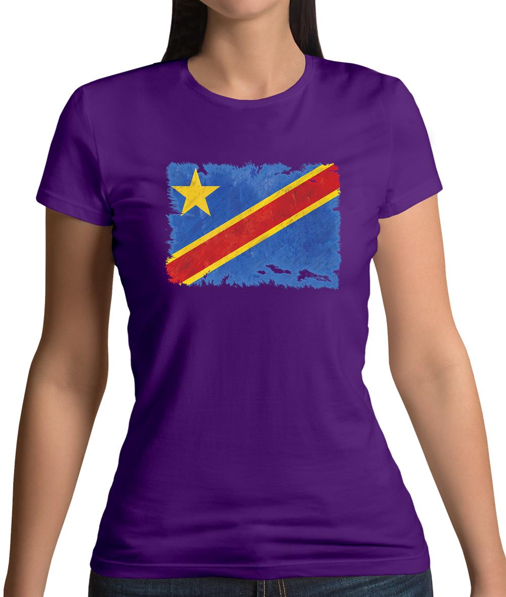 Democratic Republic Of The Congo Grunge Style Flag Womens T-Shirt Democratic Republic Of The Congo Grunge Style Flag Womens T-Shirt
