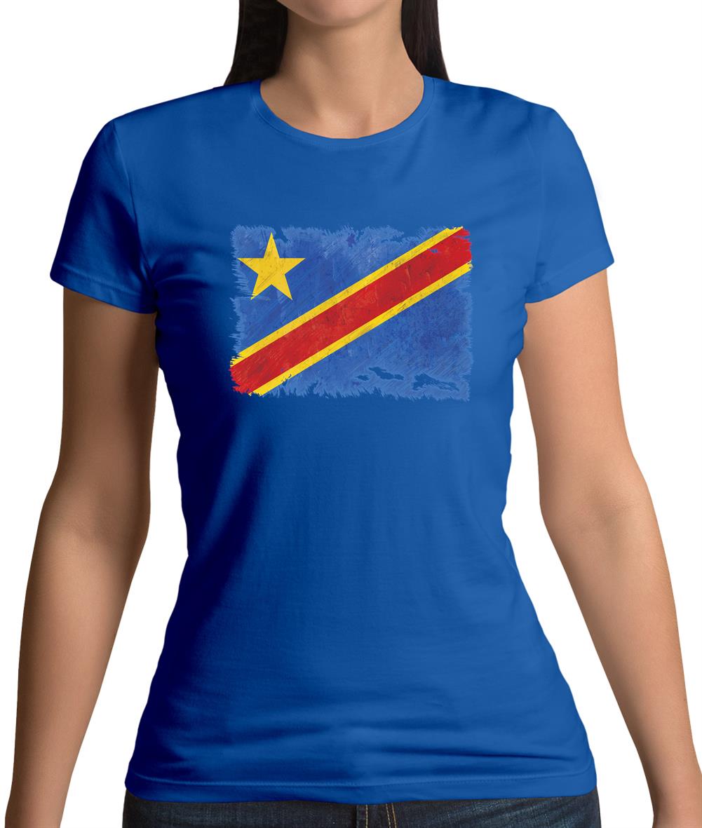 Democratic Republic Of The Congo Grunge Style Flag Womens T-Shirt Democratic Republic Of The Congo Grunge Style Flag Womens T-Shirt