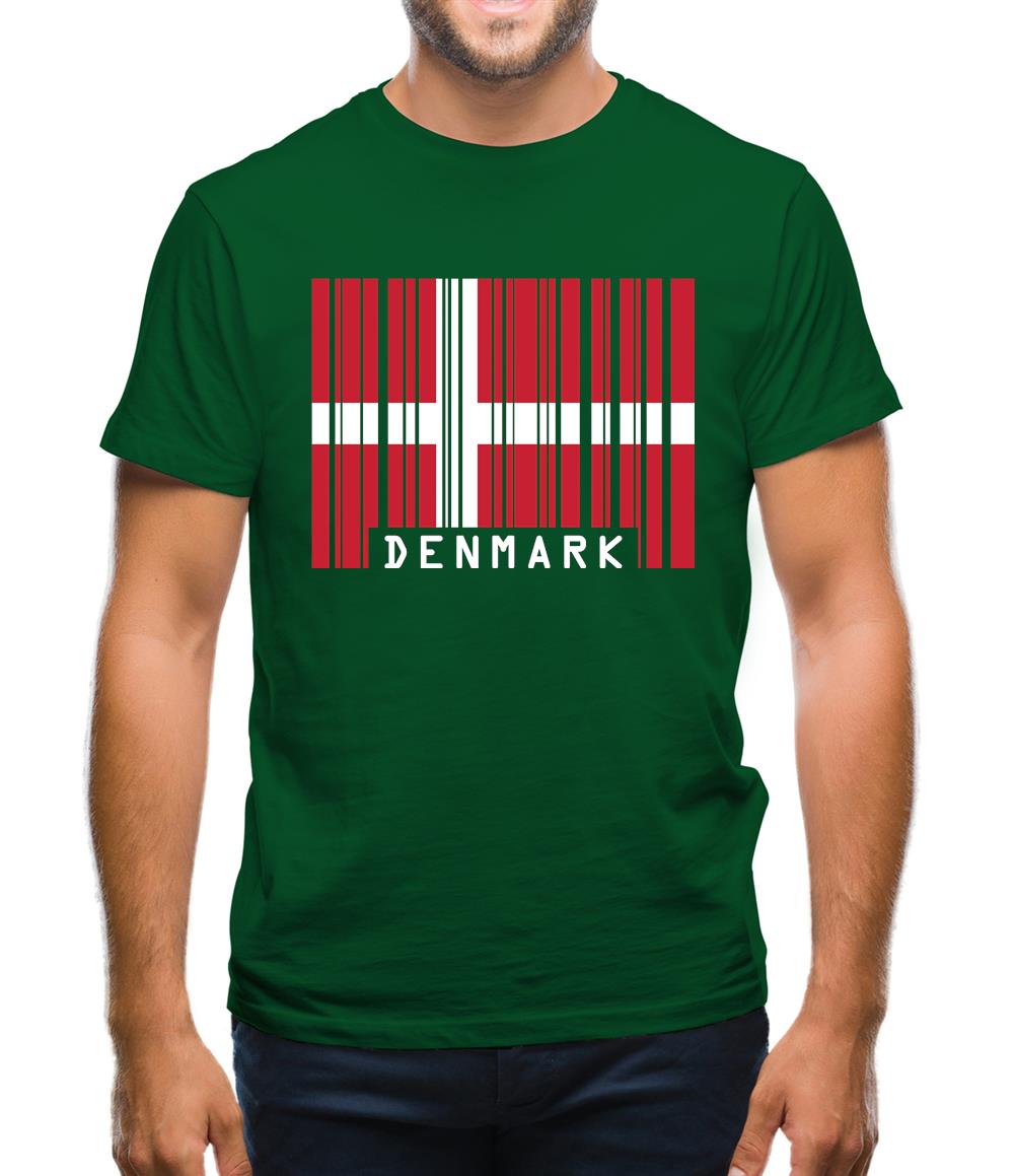 Denmark Barcode Style Flag Mens T-Shirt Denmark Barcode Style Flag Mens T-Shirt