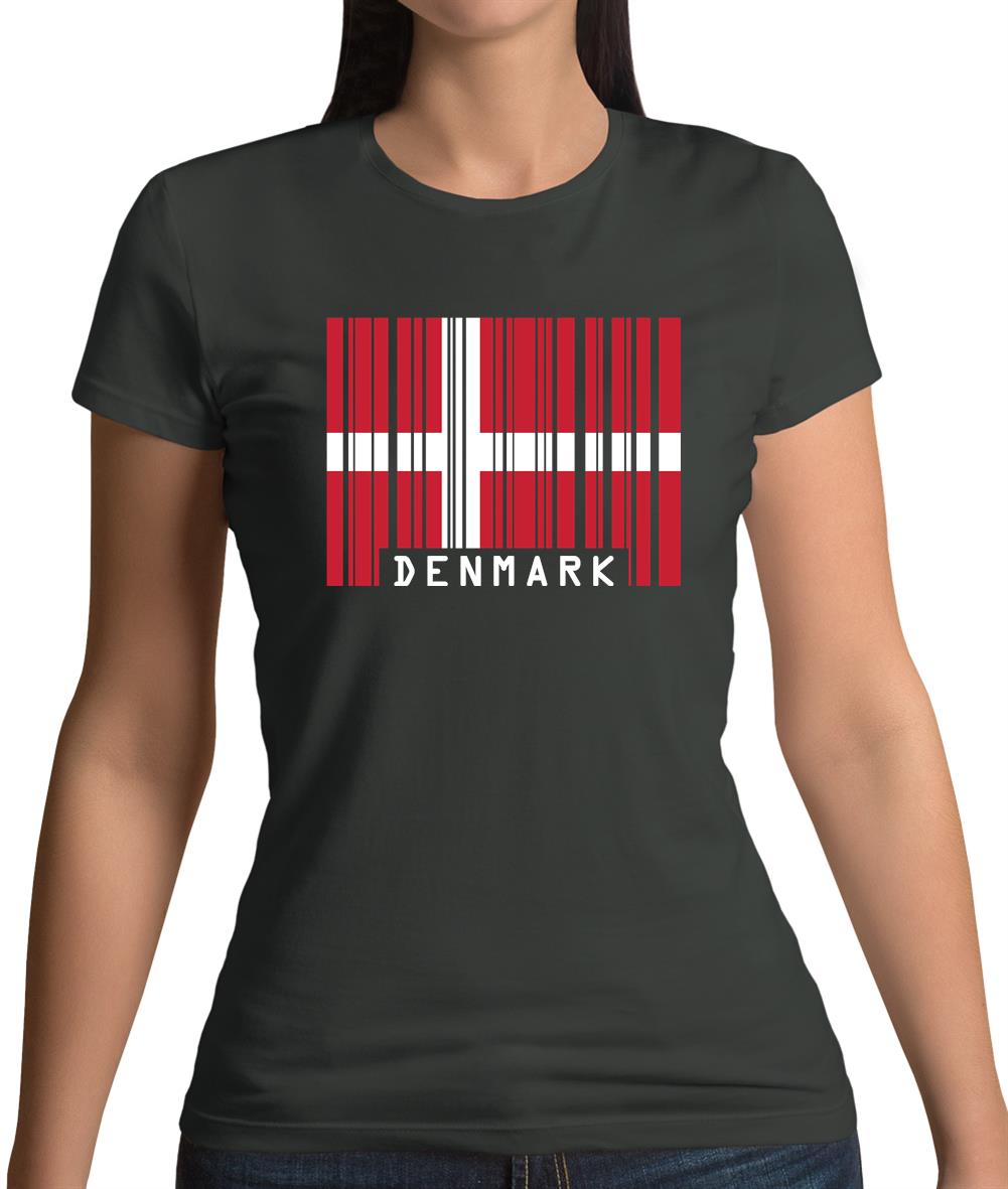 Denmark Barcode Style Flag Womens T-Shirt Denmark Barcode Style Flag Womens T-Shirt