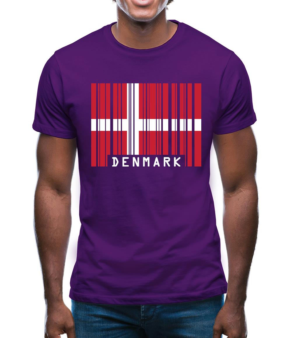Denmark Barcode Style Flag Mens T-Shirt Denmark Barcode Style Flag Mens T-Shirt