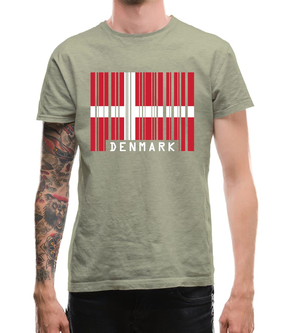 Denmark Barcode Style Flag Mens T-Shirt Denmark Barcode Style Flag Mens T-Shirt