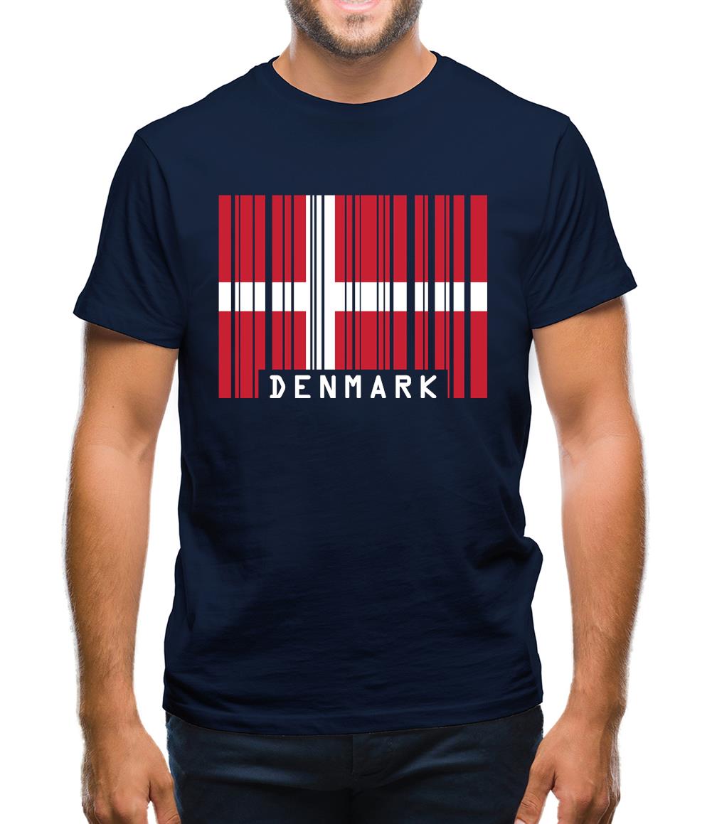 Denmark Barcode Style Flag Mens T-Shirt Denmark Barcode Style Flag Mens T-Shirt
