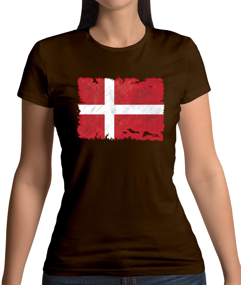 Denmark Grunge Style Flag Womens T-Shirt Denmark Grunge Style Flag Womens T-Shirt