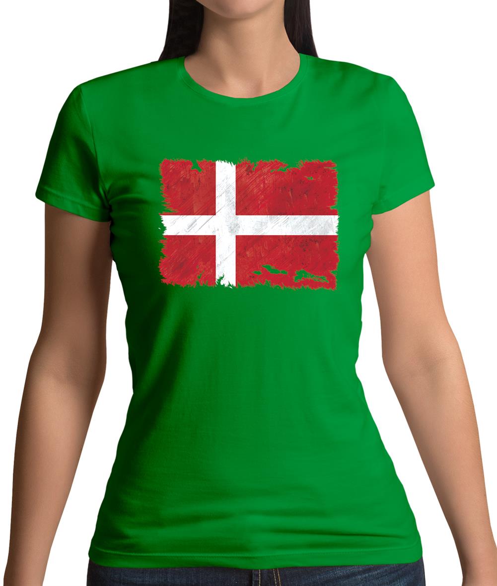 Denmark Grunge Style Flag Womens T-Shirt Denmark Grunge Style Flag Womens T-Shirt