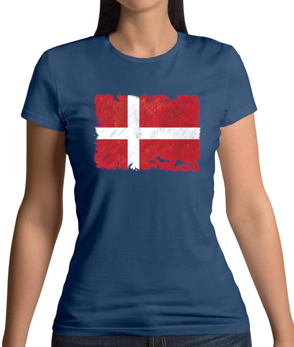 Denmark Grunge Style Flag Womens T-Shirt Denmark Grunge Style Flag Womens T-Shirt