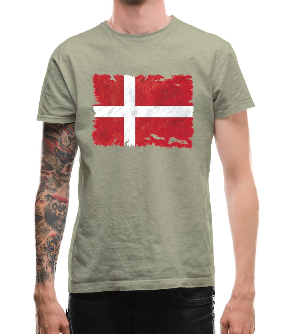 Denmark Grunge Style Flag Mens T-Shirt Denmark Grunge Style Flag Mens T-Shirt