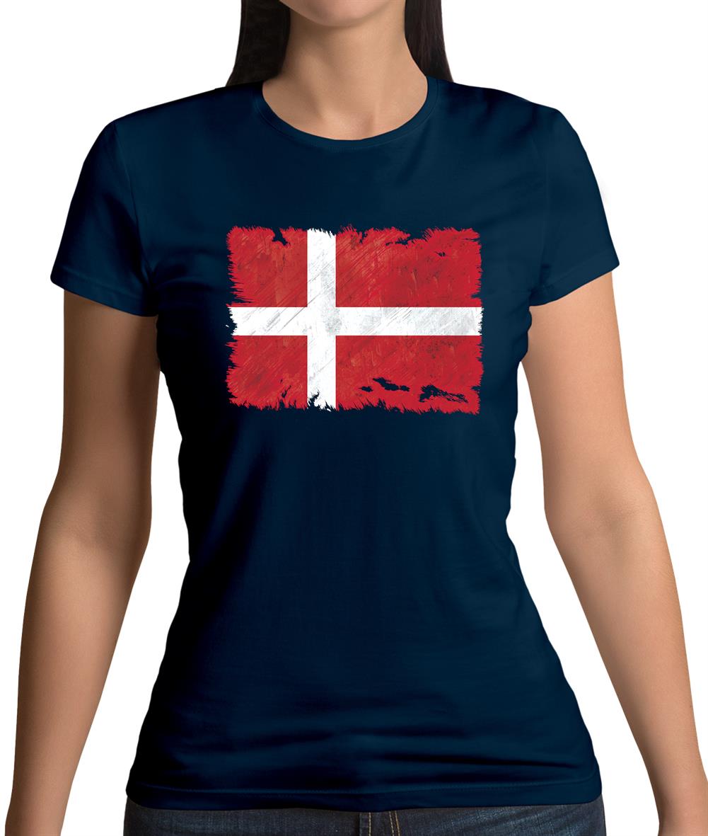 Denmark Grunge Style Flag Womens T-Shirt Denmark Grunge Style Flag Womens T-Shirt