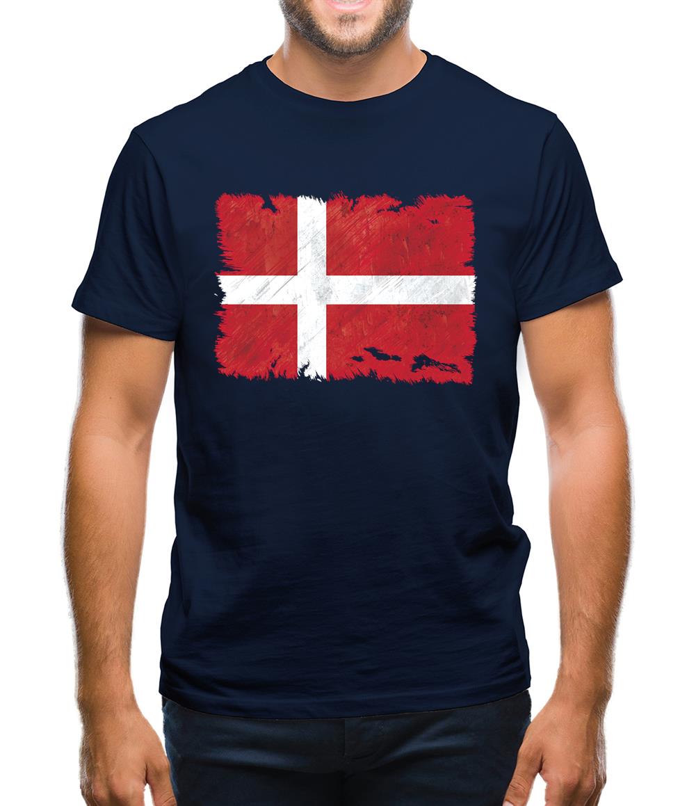 Denmark Grunge Style Flag Mens T-Shirt Denmark Grunge Style Flag Mens T-Shirt