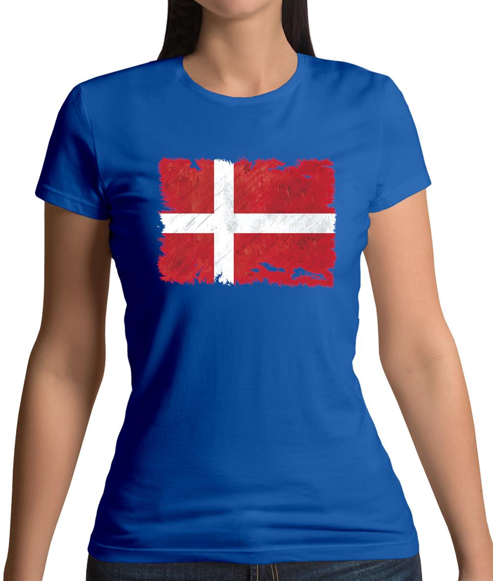 Denmark Grunge Style Flag Womens T-Shirt Denmark Grunge Style Flag Womens T-Shirt