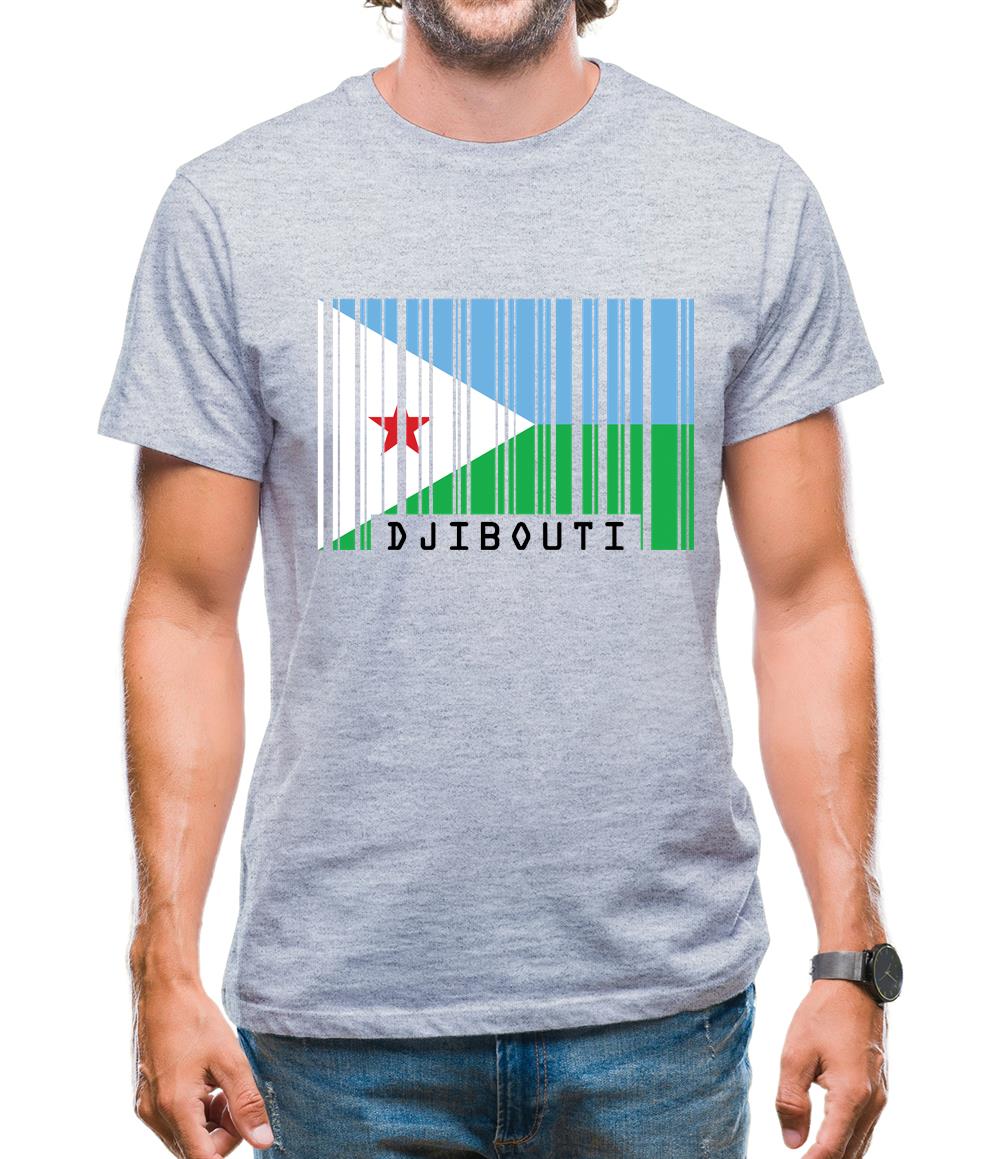 Djibouti Barcode Style Flag Mens T-Shirt Djibouti Barcode Style Flag Mens T-Shirt