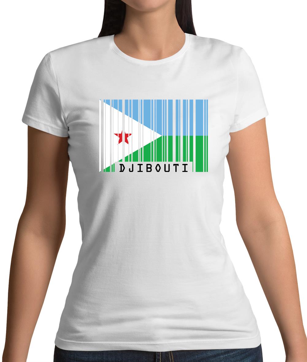 Djibouti Barcode Style Flag Womens T-Shirt Djibouti Barcode Style Flag Womens T-Shirt