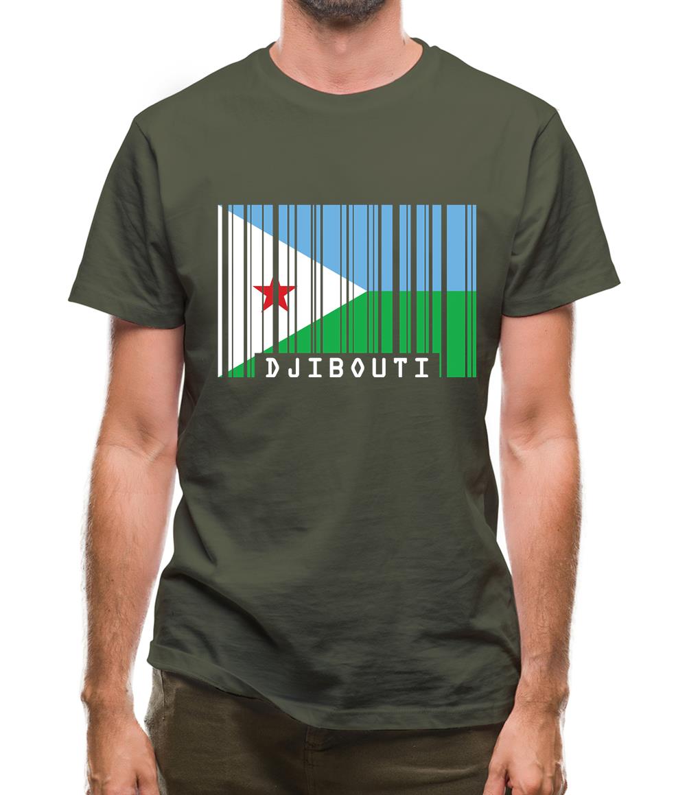 Djibouti Barcode Style Flag Mens T-Shirt Djibouti Barcode Style Flag Mens T-Shirt