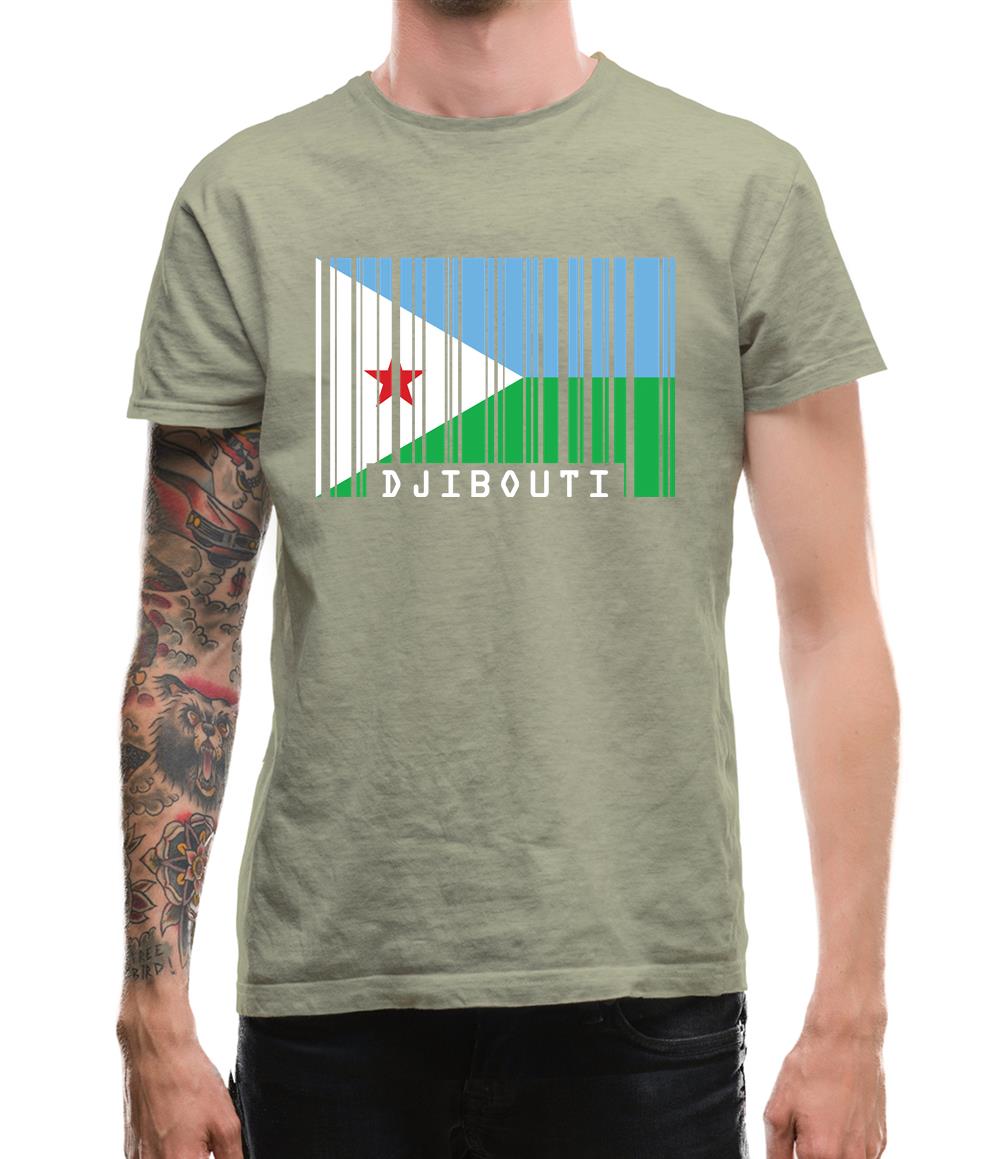 Djibouti Barcode Style Flag Mens T-Shirt Djibouti Barcode Style Flag Mens T-Shirt