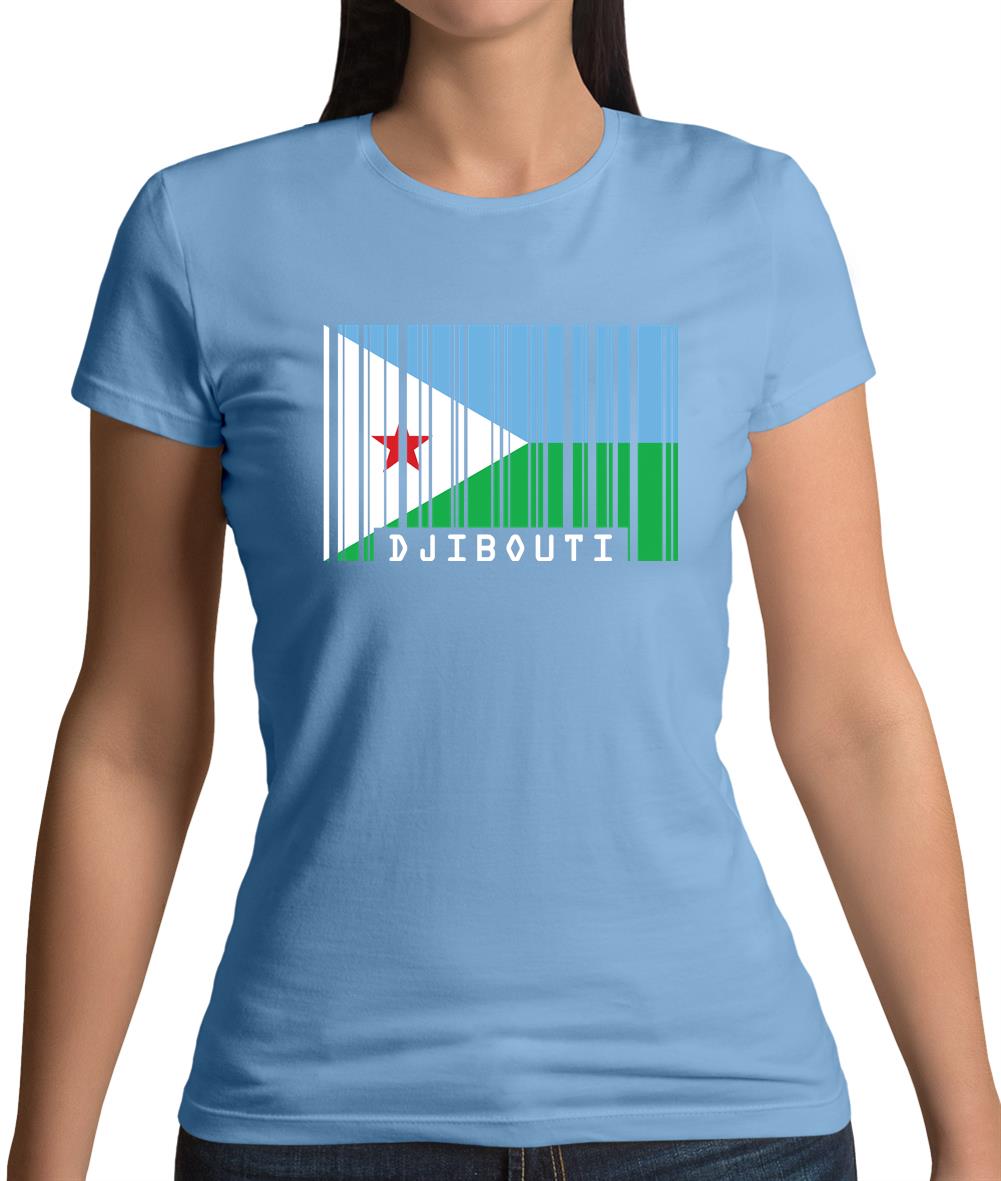Djibouti Barcode Style Flag Womens T-Shirt Djibouti Barcode Style Flag Womens T-Shirt