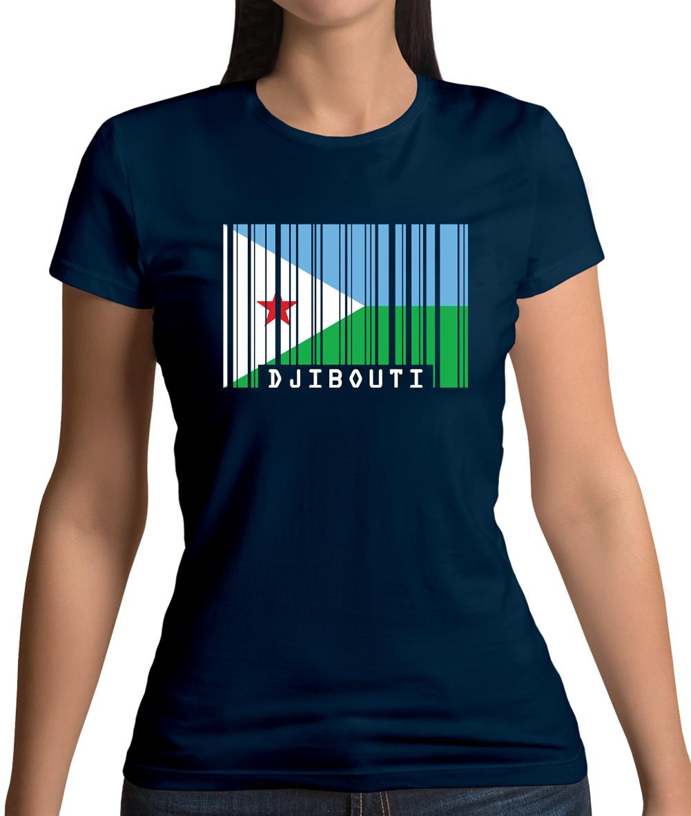 Djibouti Barcode Style Flag Womens T-Shirt Djibouti Barcode Style Flag Womens T-Shirt