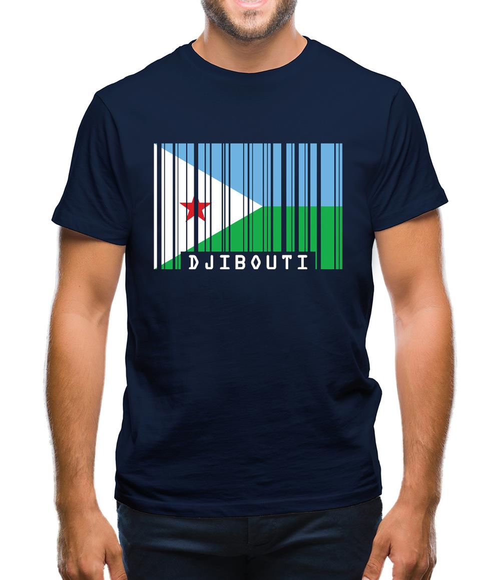 Djibouti Barcode Style Flag Mens T-Shirt Djibouti Barcode Style Flag Mens T-Shirt