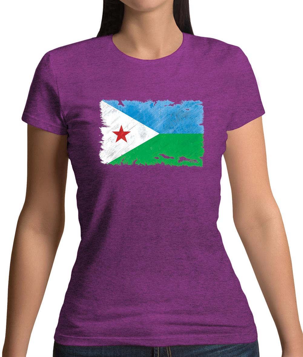 Djibouti Grunge Style Flag Womens T-Shirt Djibouti Grunge Style Flag Womens T-Shirt