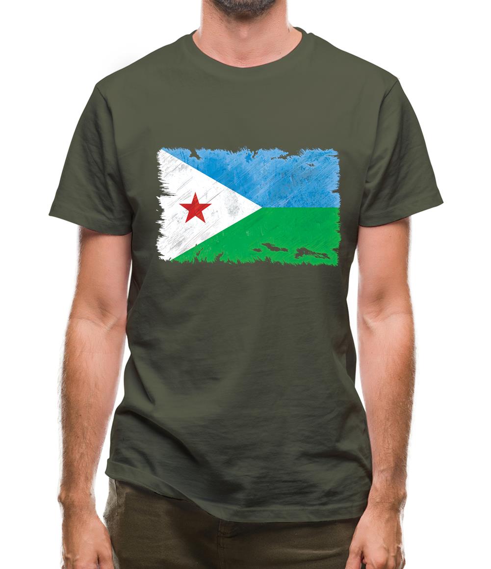 Djibouti Grunge Style Flag Mens T-Shirt Djibouti Grunge Style Flag Mens T-Shirt