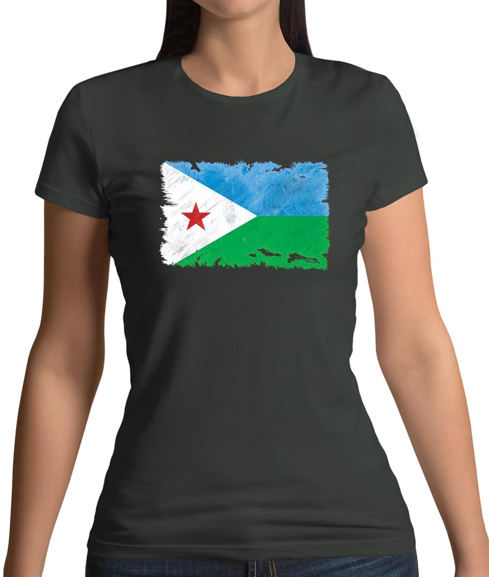 Djibouti Grunge Style Flag Womens T-Shirt Djibouti Grunge Style Flag Womens T-Shirt