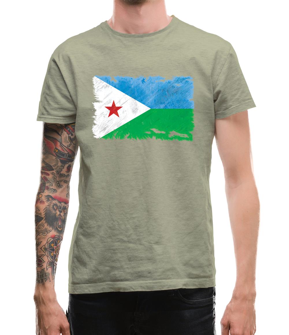 Djibouti Grunge Style Flag Mens T-Shirt Djibouti Grunge Style Flag Mens T-Shirt