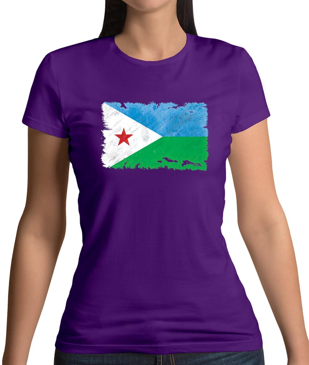 Djibouti Grunge Style Flag Womens T-Shirt Djibouti Grunge Style Flag Womens T-Shirt