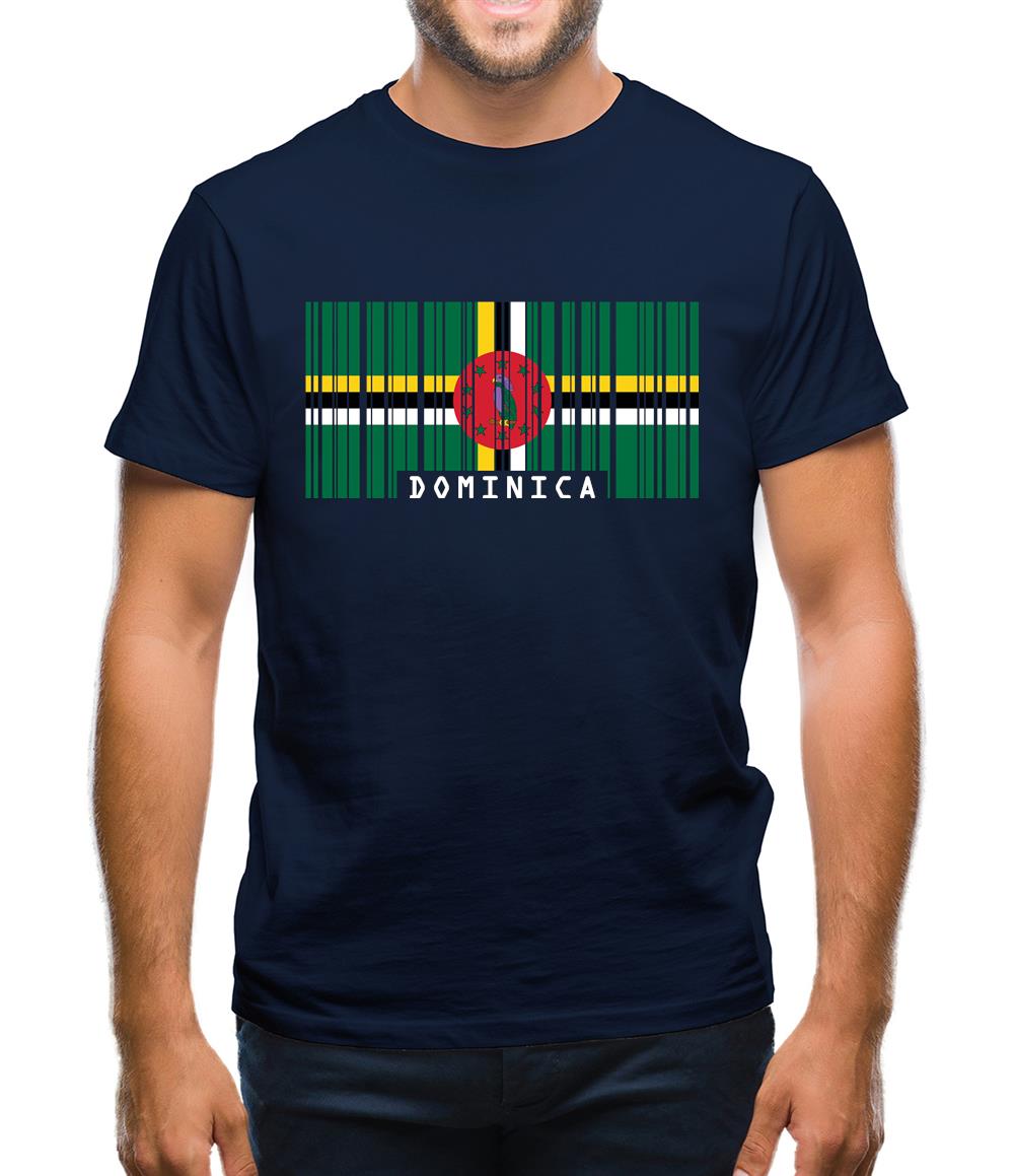 Dominica Barcode Style Flag Mens T-Shirt