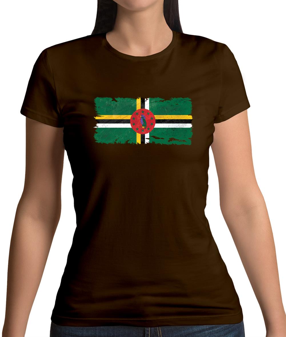 Dominica Grunge Style Flag Womens T-Shirt Dominica Grunge Style Flag Womens T-Shirt