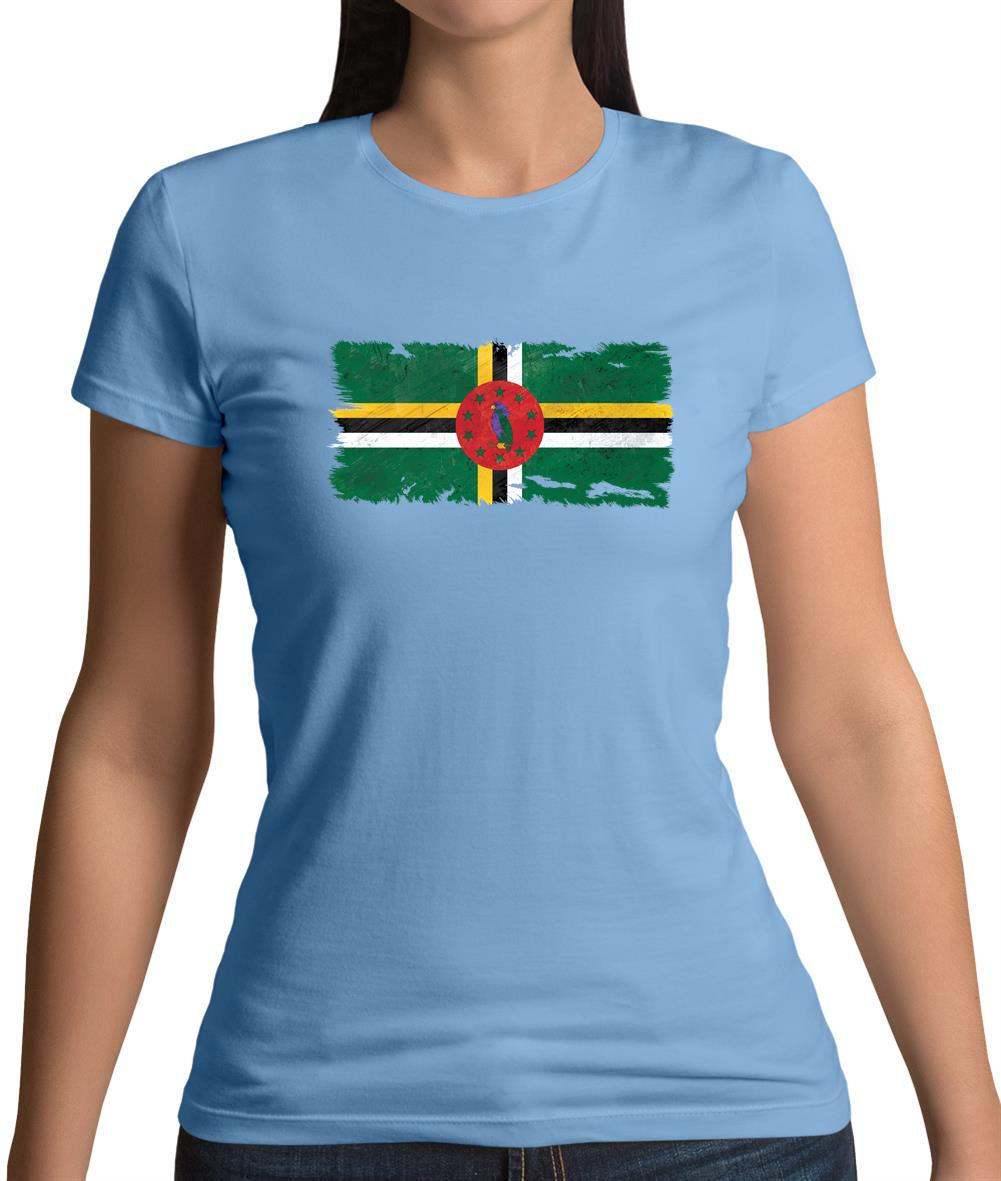 Dominica Grunge Style Flag Womens T-Shirt Dominica Grunge Style Flag Womens T-Shirt