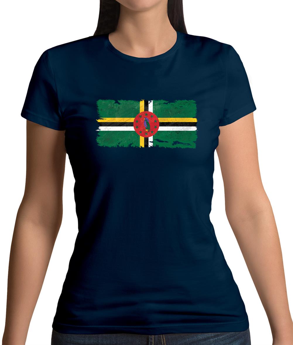 Dominica Grunge Style Flag Womens T-Shirt Dominica Grunge Style Flag Womens T-Shirt