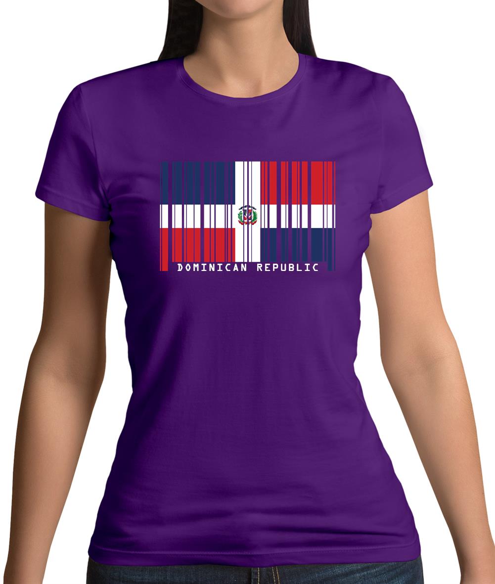 Dominican Republic  Barcode Style Flag Womens T-Shirt Dominican Republic  Barcode Style Flag Womens T-Shirt