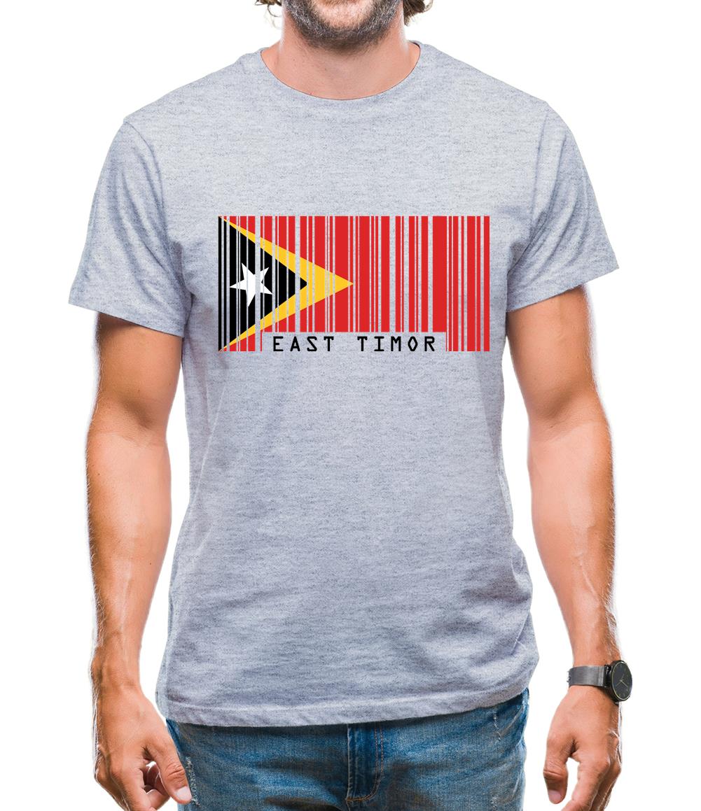 East Timor  Barcode Style Flag Mens T-Shirt East Timor  Barcode Style Flag Mens T-Shirt