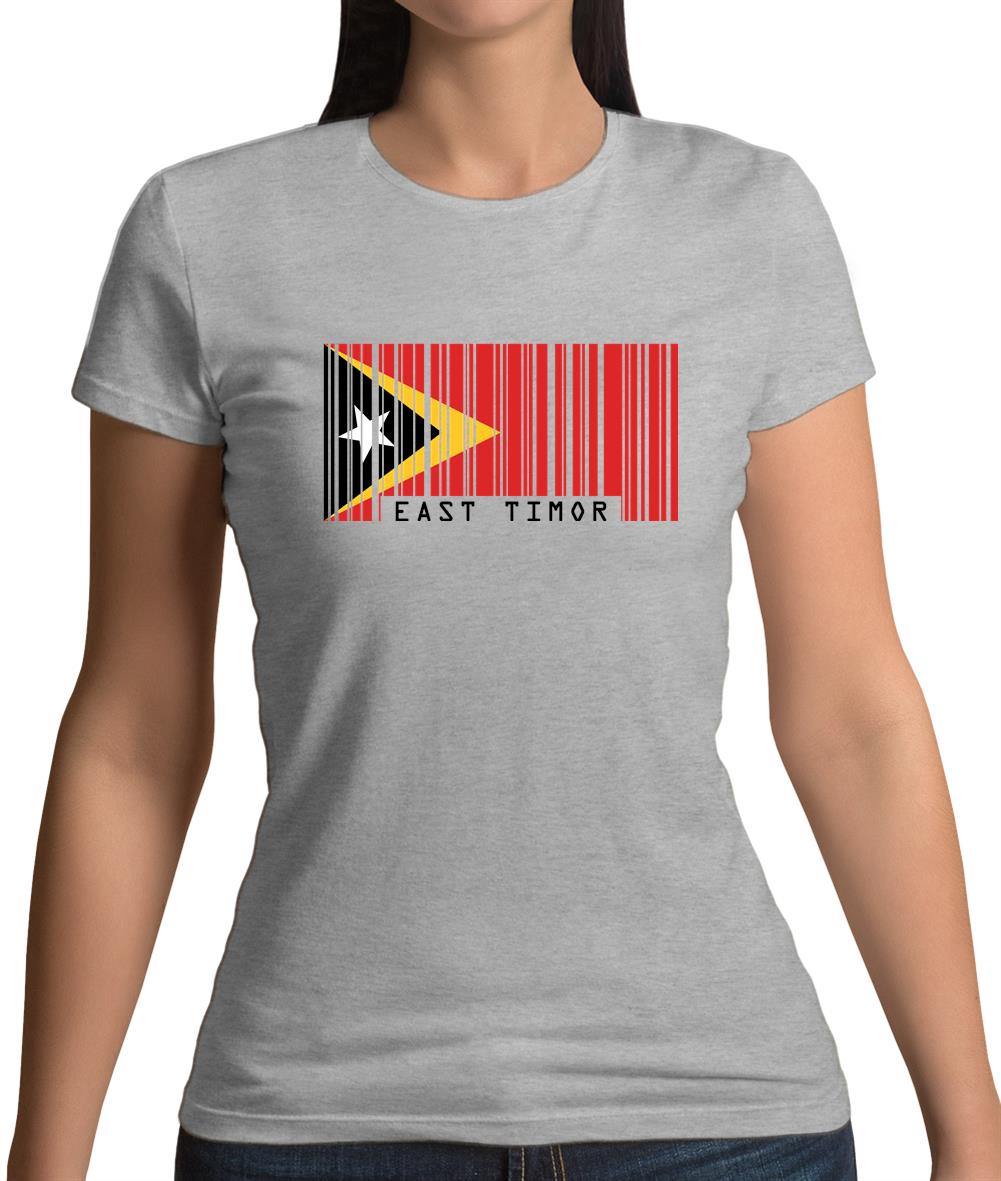 East Timor  Barcode Style Flag Womens T-Shirt East Timor  Barcode Style Flag Womens T-Shirt