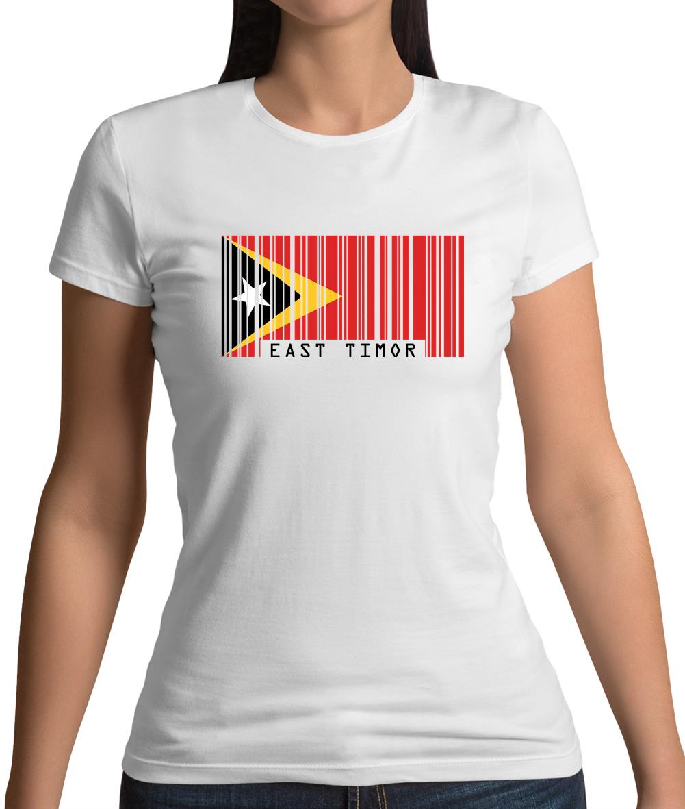 East Timor  Barcode Style Flag Womens T-Shirt East Timor  Barcode Style Flag Womens T-Shirt