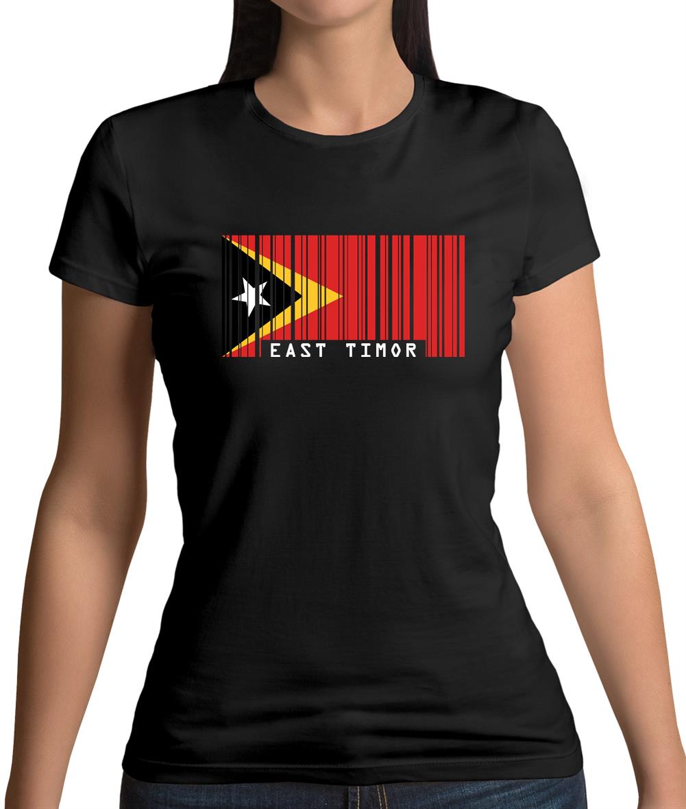 East Timor  Barcode Style Flag Womens T-Shirt East Timor  Barcode Style Flag Womens T-Shirt