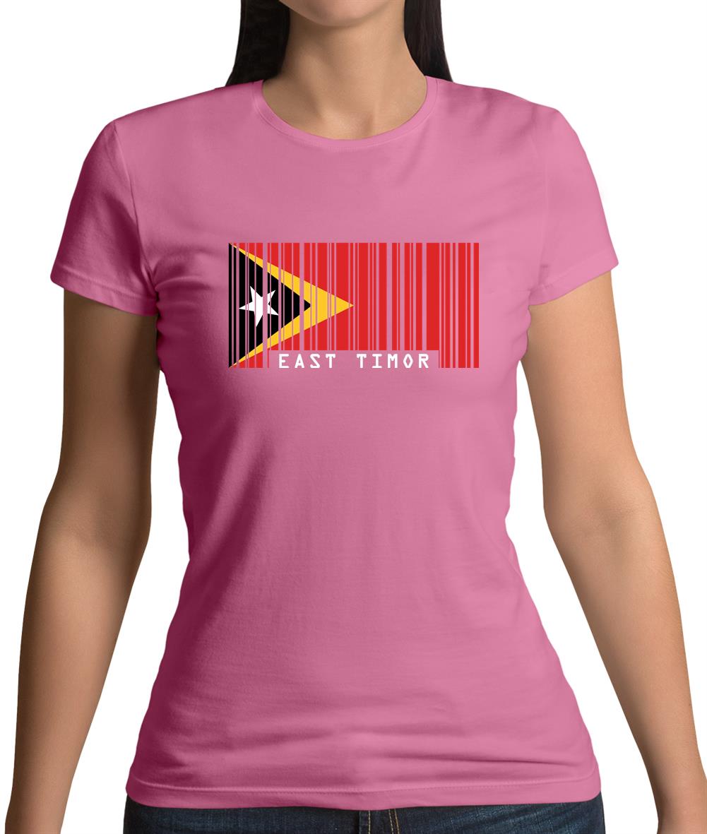 East Timor  Barcode Style Flag Womens T-Shirt East Timor  Barcode Style Flag Womens T-Shirt