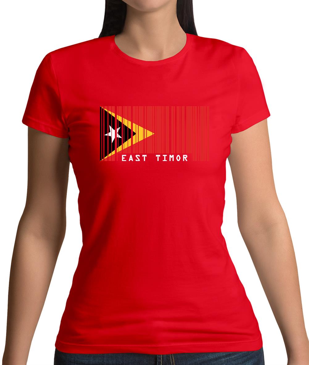 East Timor  Barcode Style Flag Womens T-Shirt East Timor  Barcode Style Flag Womens T-Shirt
