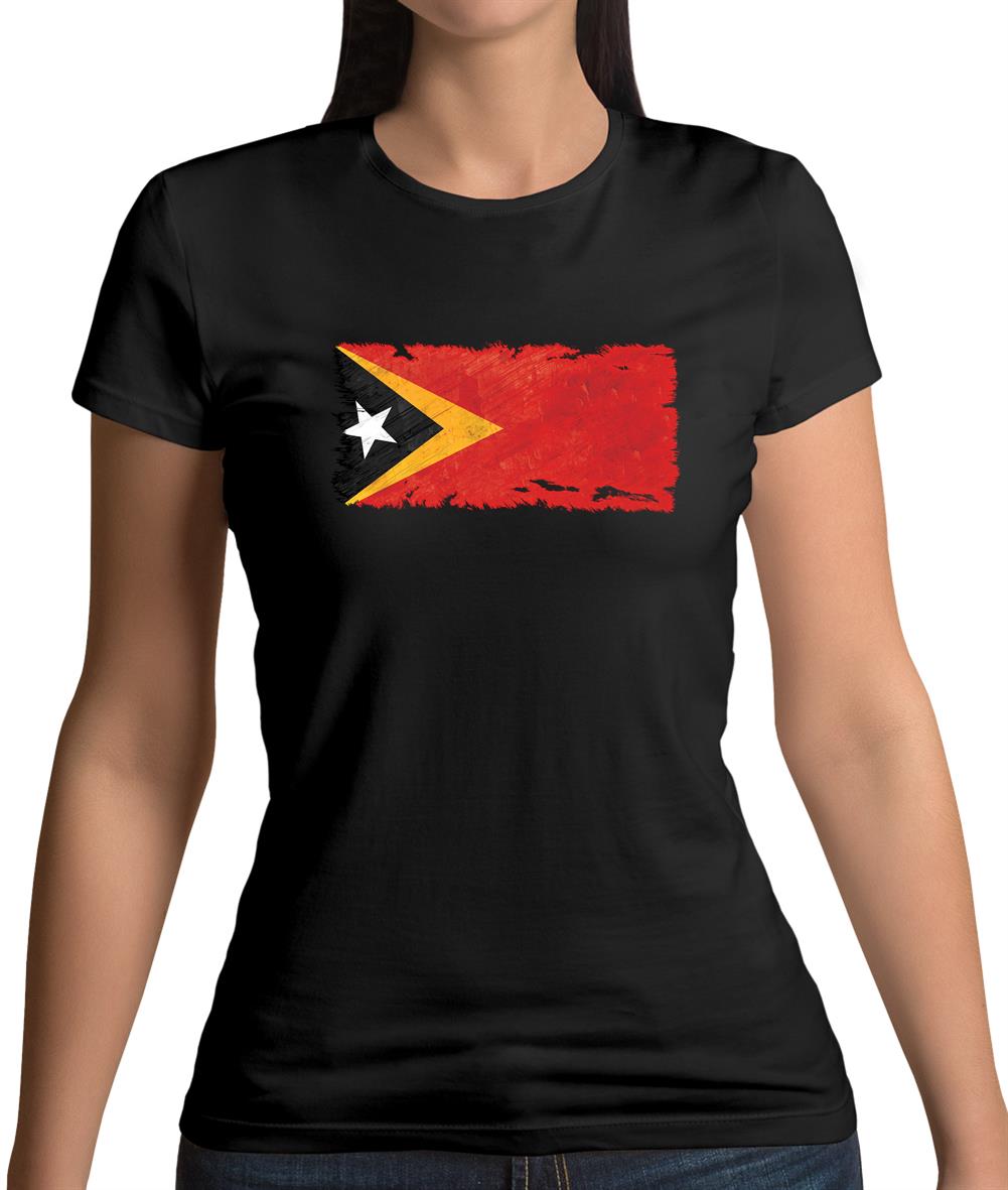 East Timor Grunge Style Flag Womens T-Shirt East Timor Grunge Style Flag Womens T-Shirt